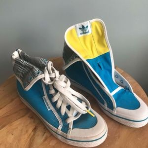 Rare Adidas Honey Blue and Yellow Women's high tops
